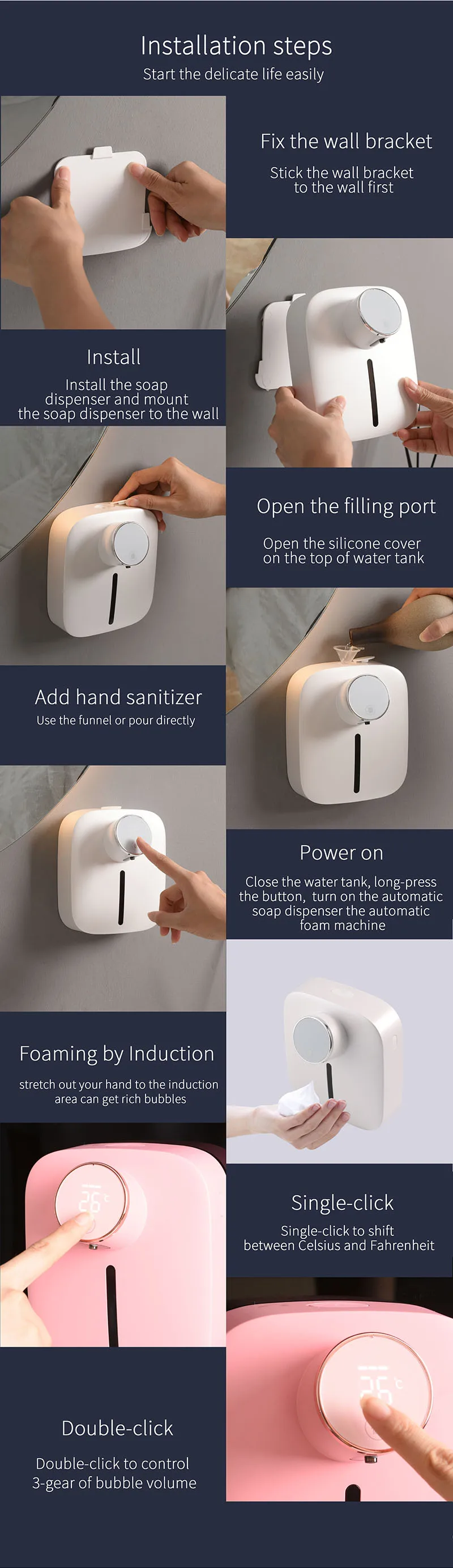 xiaomi Xiaomi Soap Dispenser Rechargeable with Temperature Display Touchless Sensor Smart Hand Sanitizer Machine for Bathroom