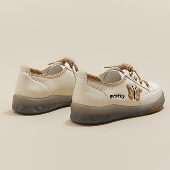 Ladies Large Size Genuine Leather Loafers Spring Summer New Lace-up White Casual Shoes Fashion Soft Sole Flat Women's Sneakers 4