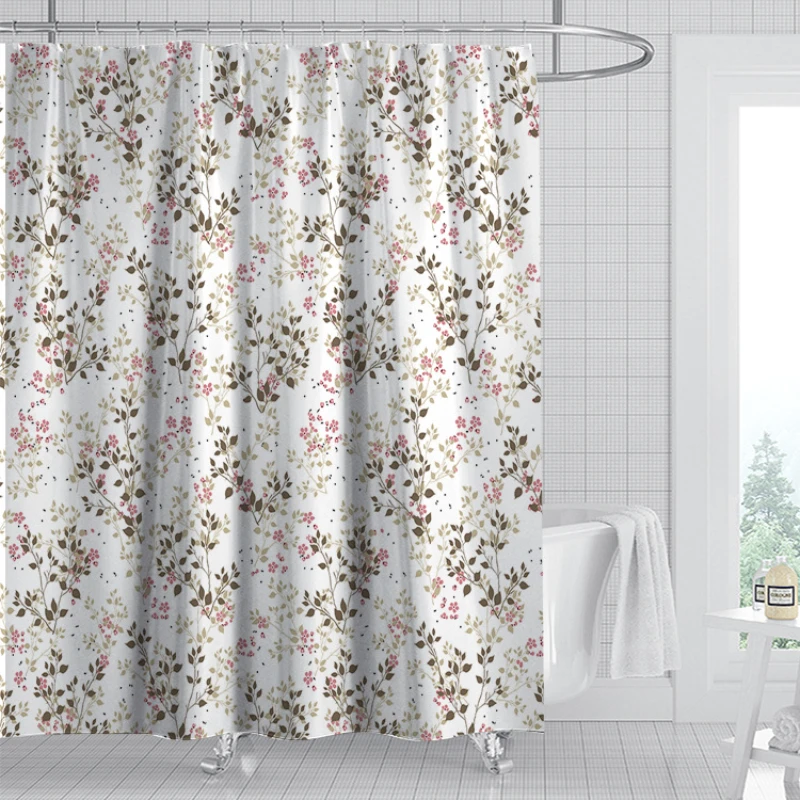 

Floral Shower Curtain Nordic Plant Flower Fabric Waterproof Polyester Bathroom Accessorie Bath Screen Curtain Decor Cortina Baño