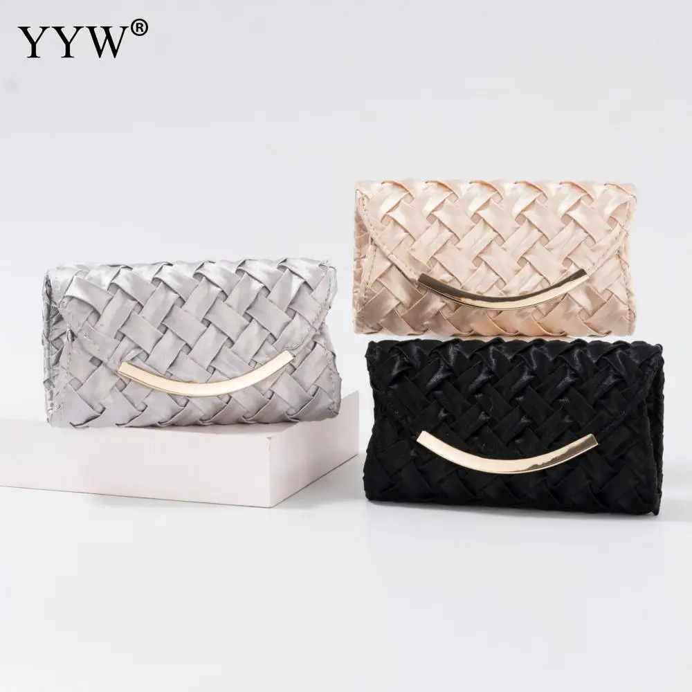 2023 New Women's Silk Hand-woven Hand-made Lock Handbags Flap Chain Shoulder Messenger Crochet Bag Dinner Party Clutch Bag
