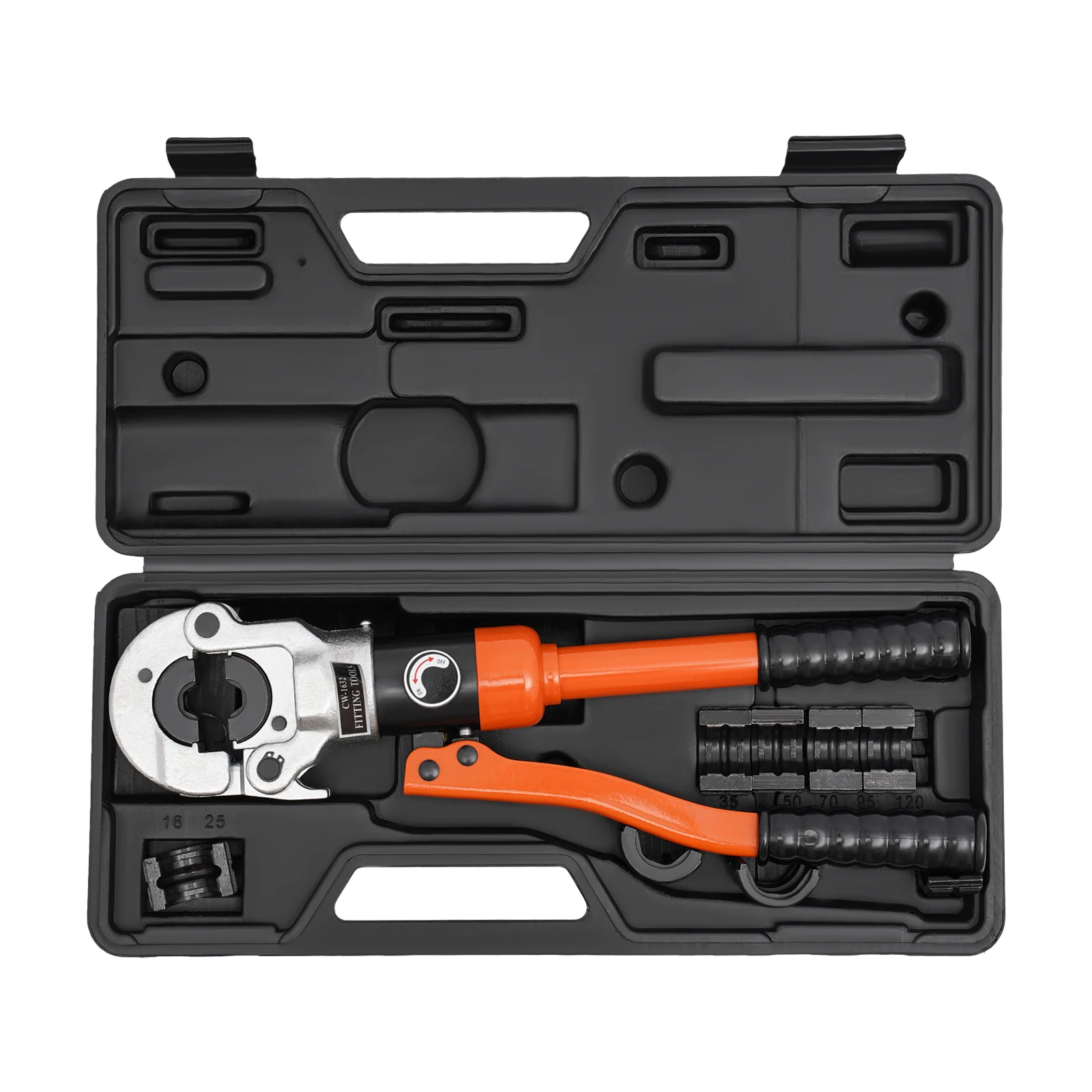 8T 360° ° Drehbarer Kopf, hydraulische Kupferrohr-Crimpzange, Zange CW-1632 V, Set – 5 Stanzformen – 12, 15, 18, 22, 28 – Detail 3