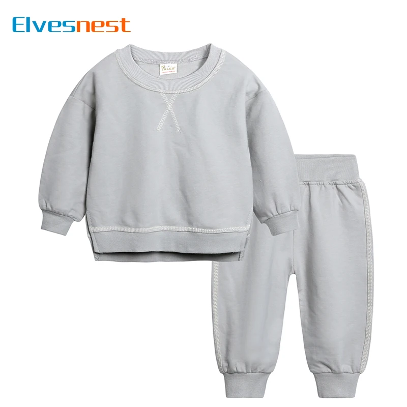 Fashion Solid Color Kids Tracksuit Sets Cotton Long Sleeve Tops Pants 2 Pcs Spring Autumn Children Clothing Boy Outfit 2-6 Years 1