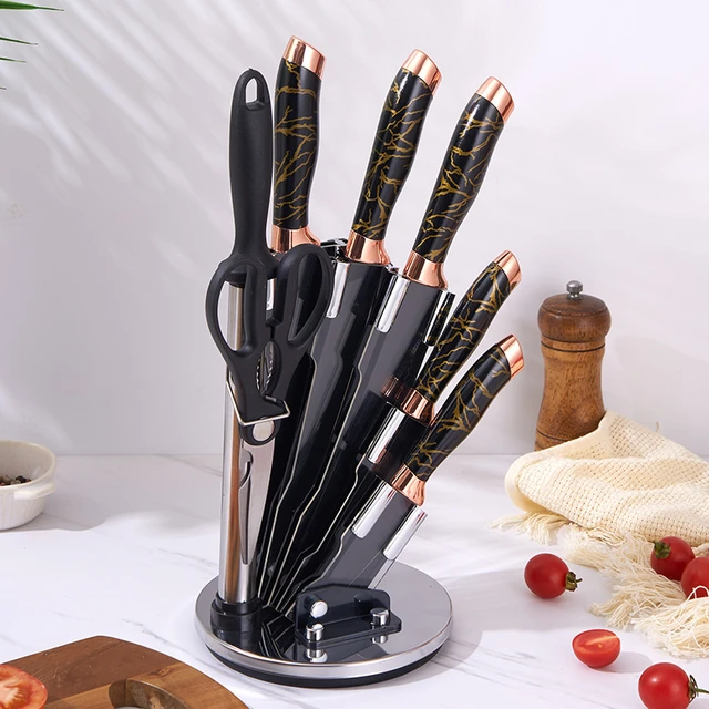 16-Piece Kitchen Knife Set Stainless Steel with Wood Block - AliExpress