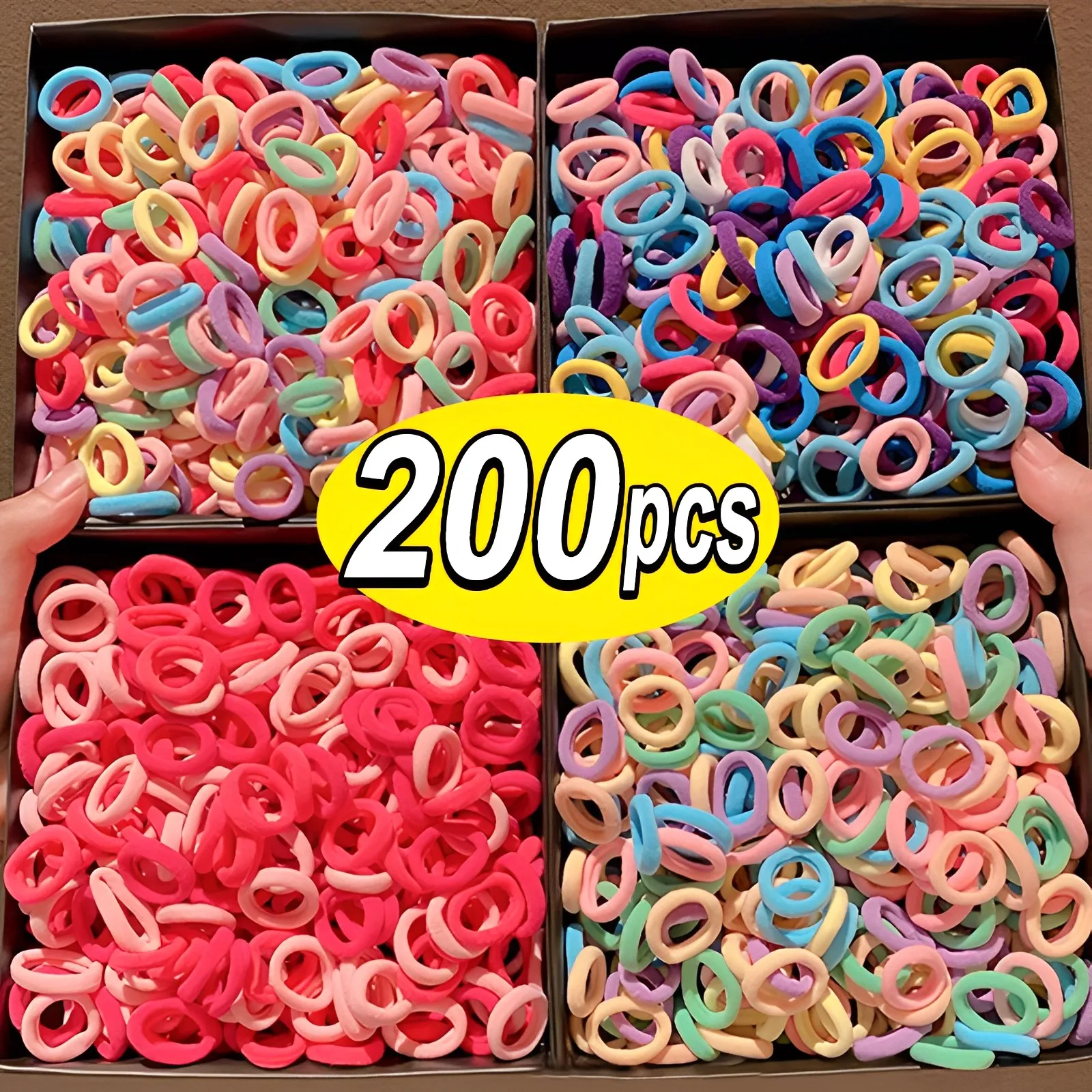 

100/200PCS Women Girls Colorful Nylon Elastic Hair Bands Ponytail Hold Small Hair Tie Scrunchie Rubber Bands Hair Accessories