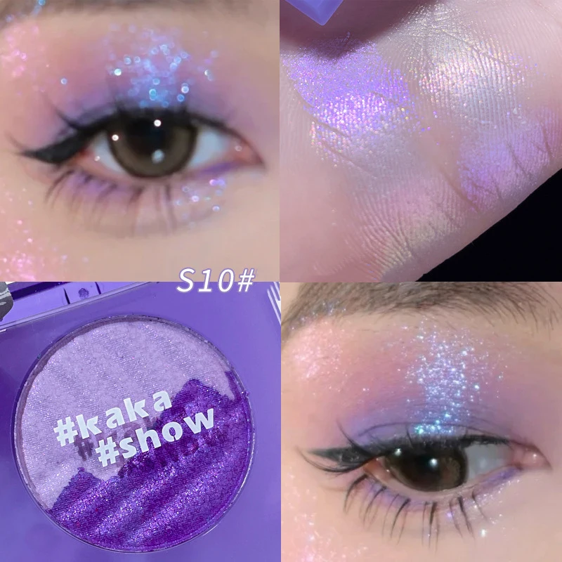 Purple Glitter Eyeshadow Palette- 2 in 1 Multichrome Metallic Shimmer  High-Pigmented Aurora Eye Shadow Powder LongLasting Holographic Duochrome  Chameleon Highlighter Eyeshadow Korean Eye Makeup-S10