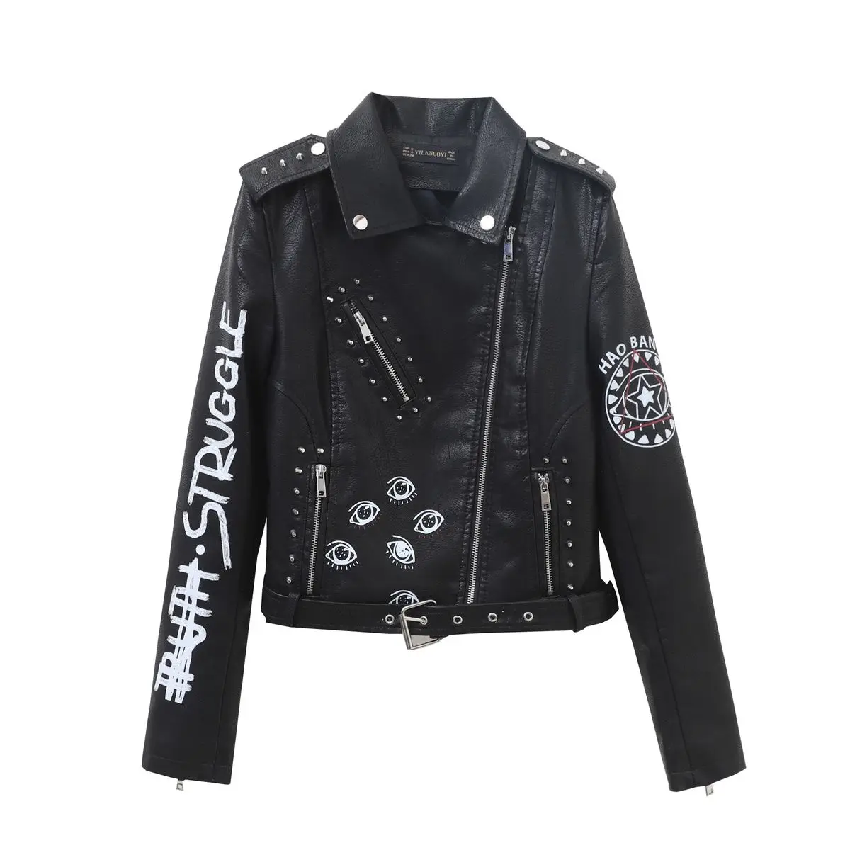 

2023 Spring And Autumn New Leather Coat Women's Short Fashion Leather Jacket Female Motorcycle Clothes