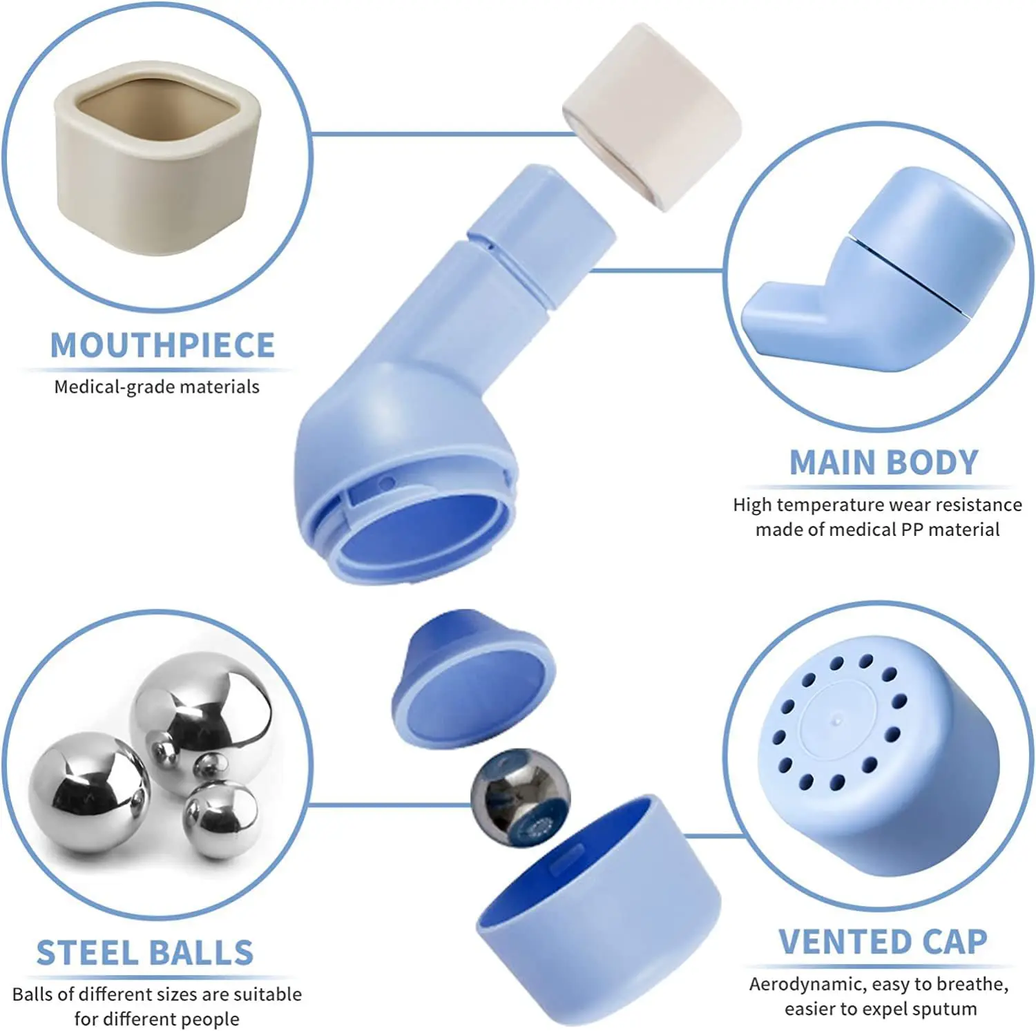 Breathing Lung Expander and Mucus Removal Device Breathing Training Exercise Cleanse Therapy Aid for Better Sleep