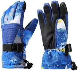 Winter Snowboard Ski Gloves PU Leather Non-slip Touch Screen Waterproof Motorcycle Cycling Fleece Warm Snow Gloves Unisex