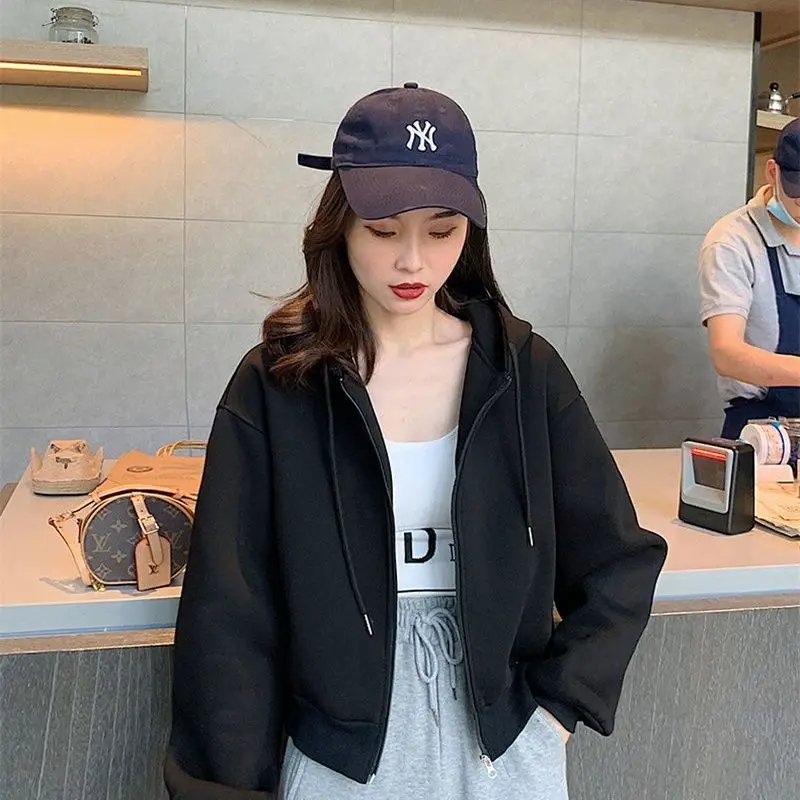 AEAE ♥ DOT HOOD JUMPER / 追跡付 Zip-up Hoodies Women Autumn Pure Streetwear All-match Long