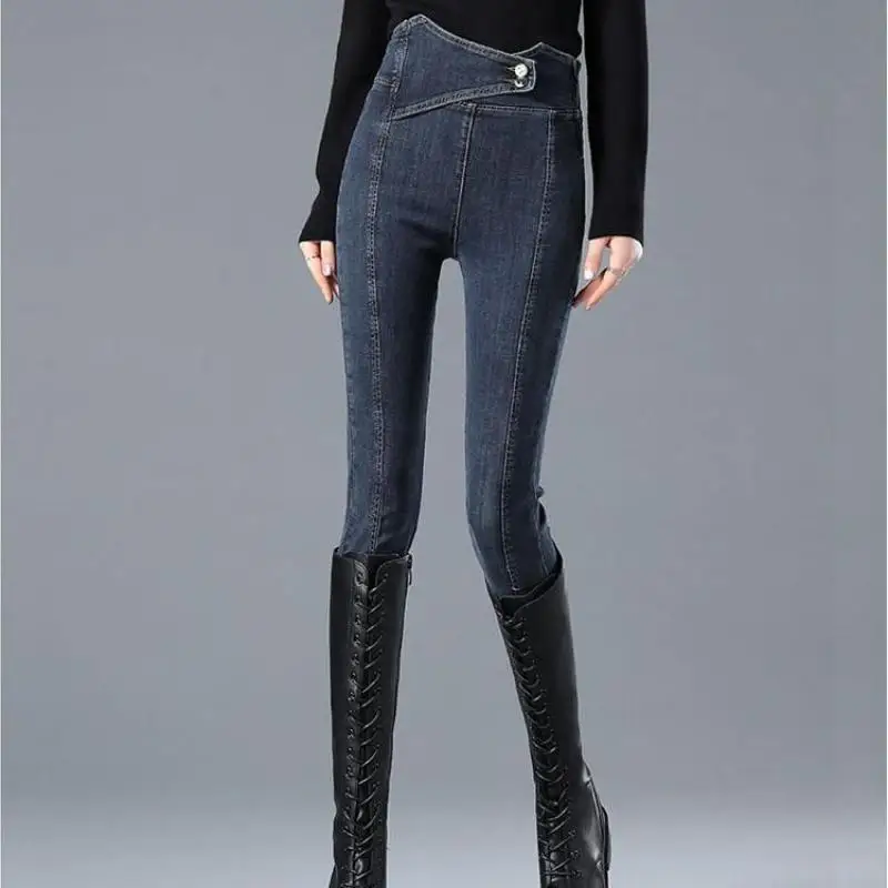 bf high waist skinny jeans women's 2023 spring and autumn new slim fit slimming tall tight black pencil long pants