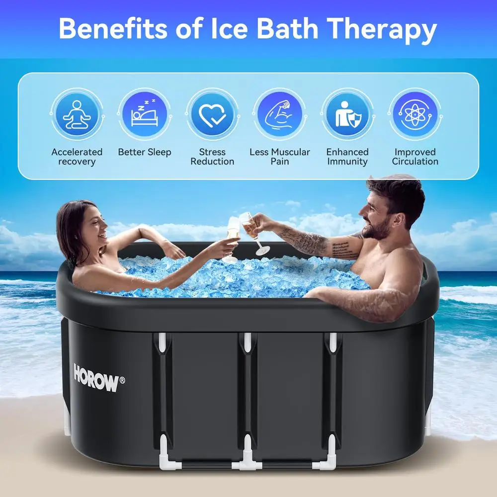 XL Large Oval Ice Bath Tub Athletes 100 Gallons Portable Cold Plunge Tub Recovery Water Therapy Foldable Insulated Durable Easy 3