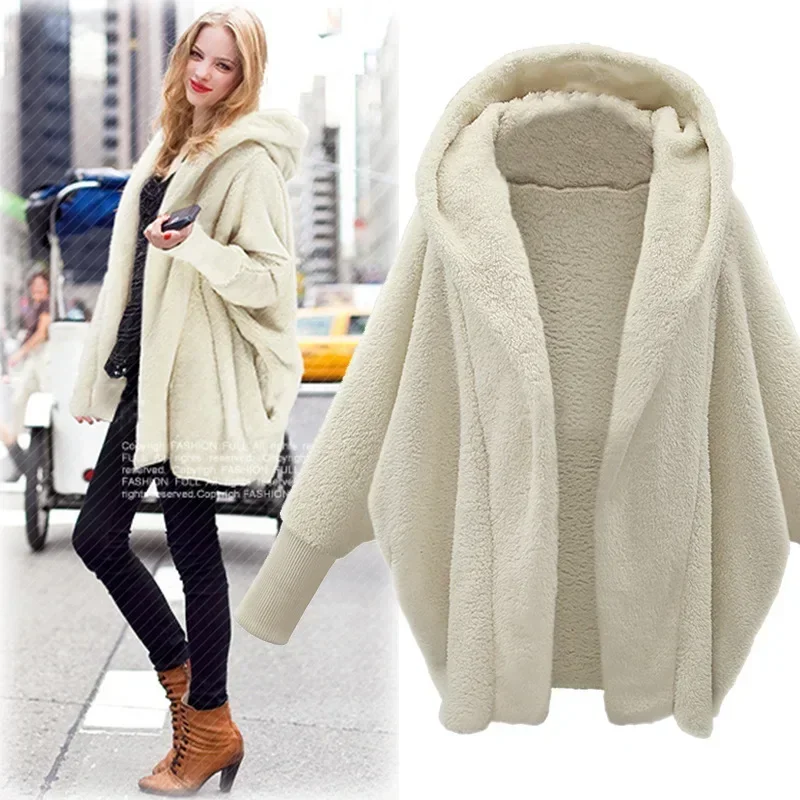 

Women Oversized 4XL Hoodies Coats Office Lady Bomber Jacket Outerwear Fleece Warmer Winter Clothes Cardigan Casual Sweatercoat
