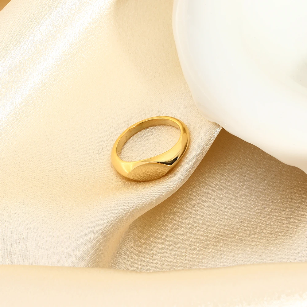 2022 New 316L Stainless Steel Geometric Signet Rings for Women Minimalist Metal Gold Ring Accessories Tarnish Free