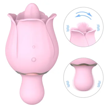 Female Rose Vibrating Egg Tongue Licking Vagina Sucking Vibrator Sexy Toys Intimate Nipple Sucker Powerful Sex Toy for Women 6