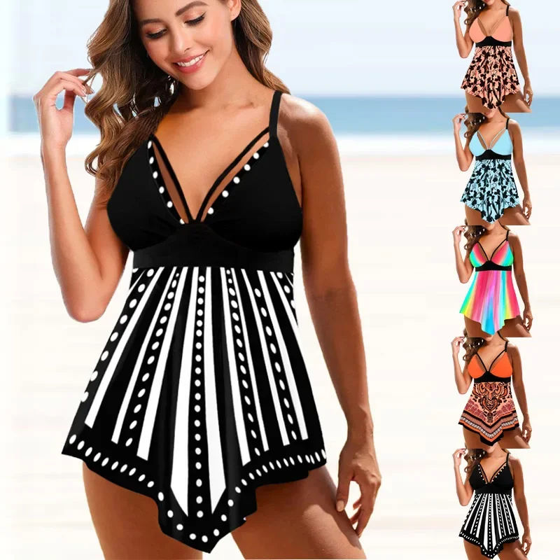 Women Swimsuit Women Two Piece Sets Women's Starlight Dot Printed Swimsuit Bikini Set Sling Swimsuit Two Piece Set S-6XL
