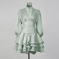 Robe à volants en tissu uni TWOTWINSTYLE, col montant, manches longues, ample, élégante à la française, robes pour femmes, mode automne, nouveauté 3