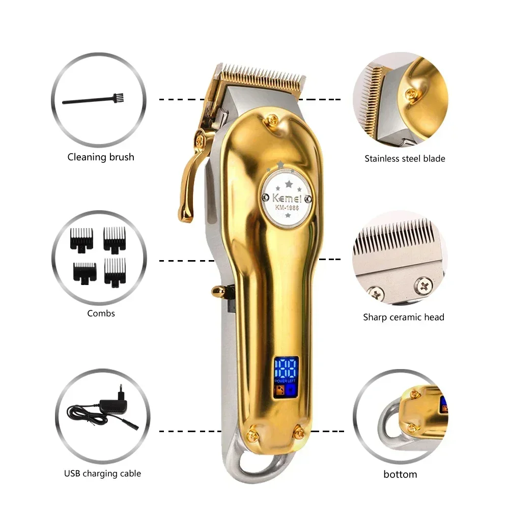 Kemei Hair Clipper KM-1986 Professional Trimmer 9000 RPM Barber Hair Cutting Machine for Men