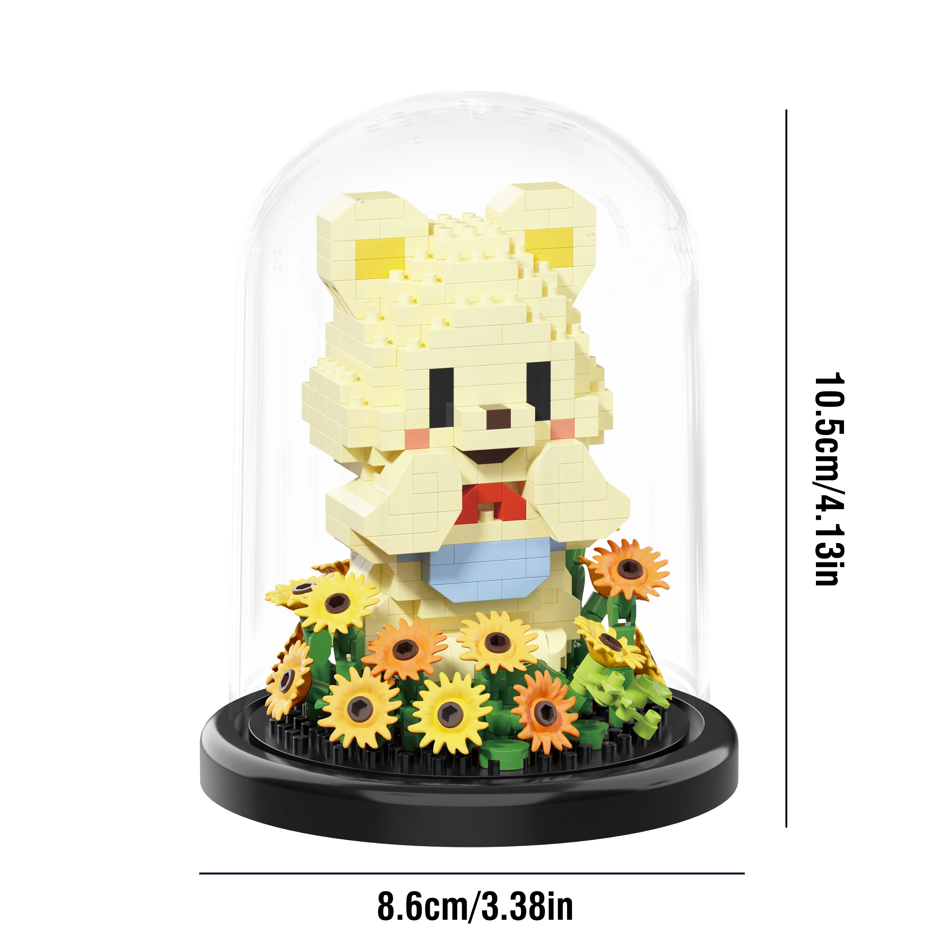 Flower Bouquet Building Blocks Animal Set Dust Cover Bonsai Cute Animal Bear Bunny Dog Model Kids Romantic Gift for Girls