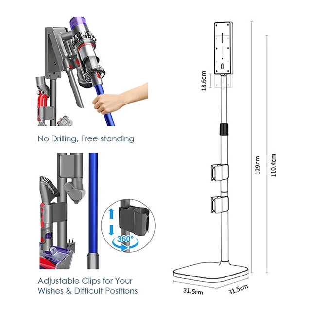 Porszívótisztító Állvány Tároló Tartókonzol A Dyson V12 V11 V10 V15 Nincs Lyukasztás Padló Típusú Háztartás Magassága Állítható Tartó - Image 4