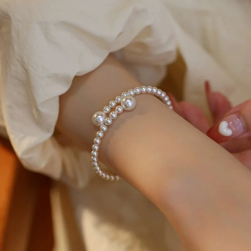 Imitation Pearl Stretchable Bracelet for Women Personalized Fashion Daily Accessories Party Jewelry Birthday Anniversary Gifts