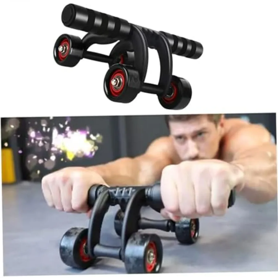 2 Pack 4-Wheel Ab Roller Abdominal Exercise Roller for Six Pack Abs, Core Workout Trainer, Stomach Exercises with Knee Mat, Spor