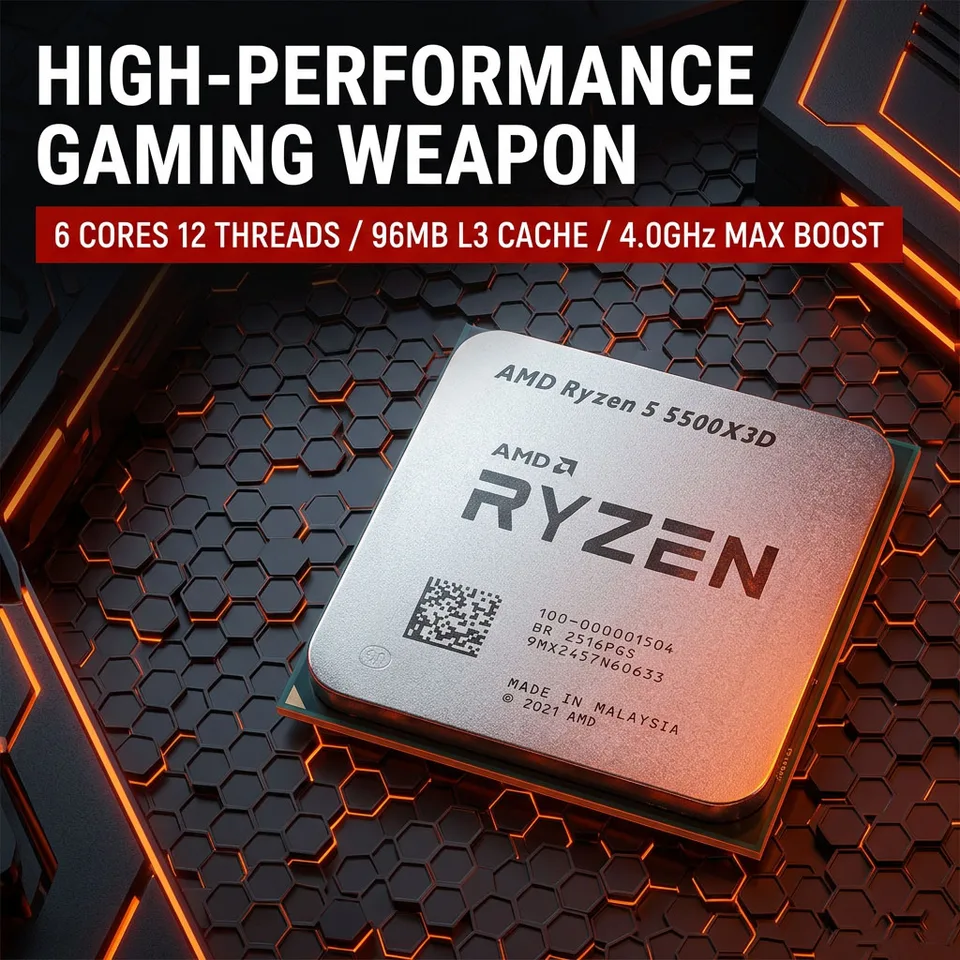 AMD CPU Ryzen 5 5500X3D New R5 5500X3D CPU Processor 7NM L3=96M