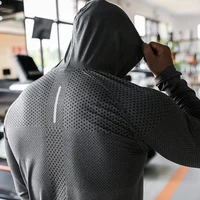 Mens Fitness Tracksuit Running Sport Hoodie Gym Joggers Hooded Outdoor Workout Shirts Tops Clothing Muscle Training Sweatshirt 2