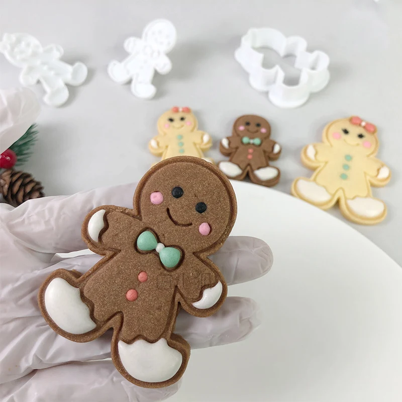 Christmas Party Cute Gingerbread Man Biscuit Mold New Year Family Parent Child Christmas Frosting Cookie Handmade Dessert Tools