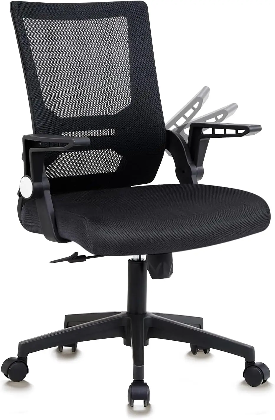 Flip up Armrests, Ergonomic Mesh Chair Mid Back Home Desk Chair Swivel Rolling Task Chair Height Adjustable