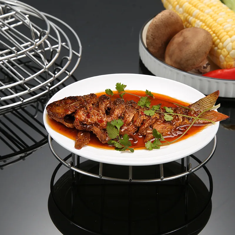 Stainless Steel Air Fryer Steaming Rack Grid Kitchen Steamer For Dumpling Single-layer Grill Stand Cookware Cooking Accessories steamer rack air fryer rack