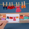 Montessori Hanging Clothes Wooden Puzzles Dress-Up Changing Sorting Matching Game Early Education Toys For Children Girls Gift 3