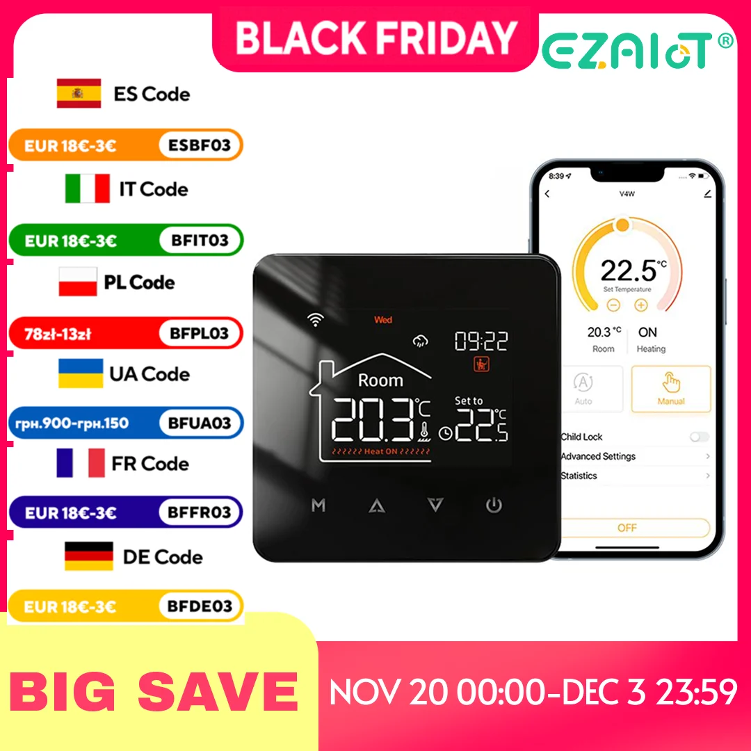 Tuya Smart Home Thermostat น้ําไฟฟ้าเครื่องทําความร้อนใต้พื้นหม้อต้มแก๊ส WiFi อุณหภูมิรีโมทคอนโทรล Google Alexa 1