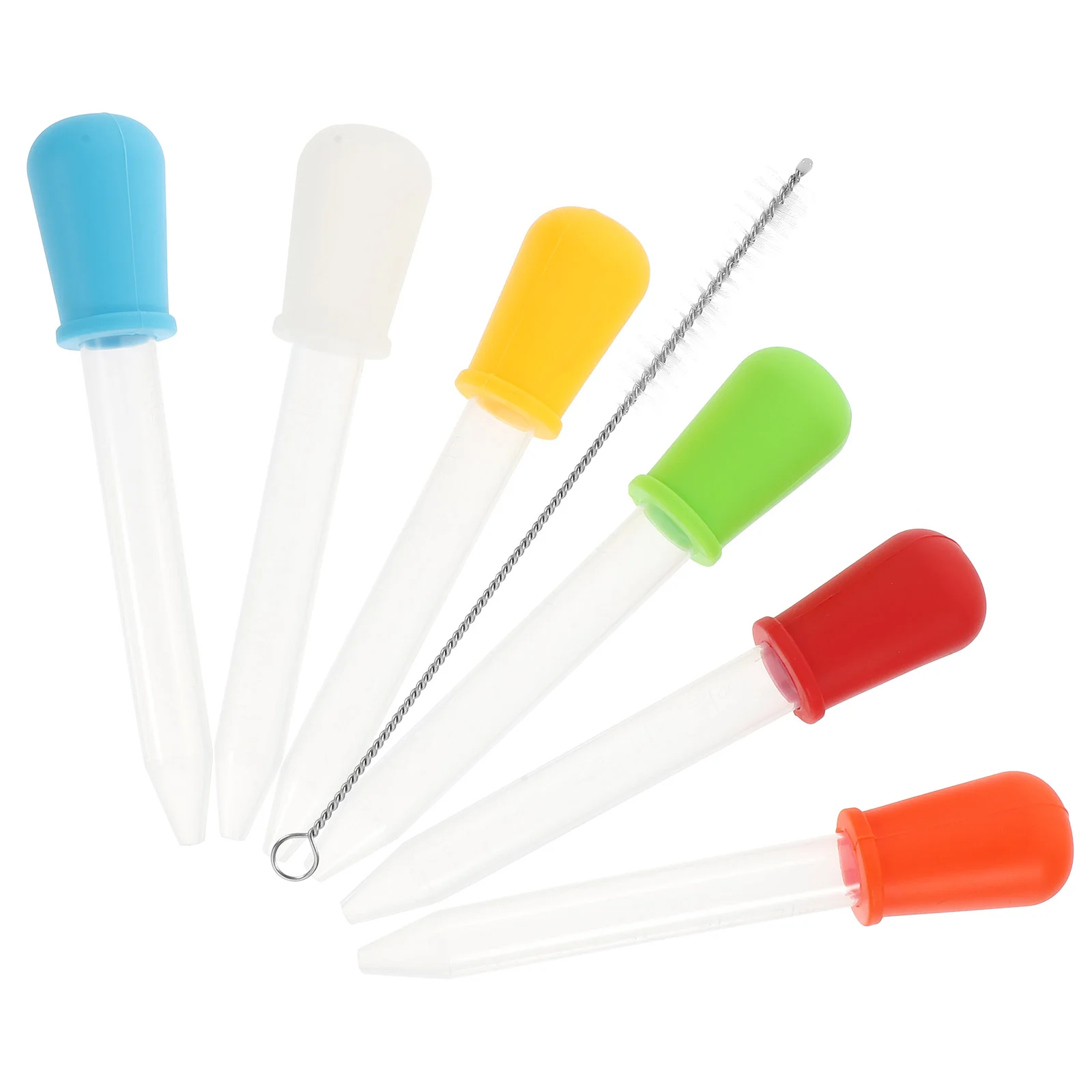 

6Pcs Silicone Silicone Dropperss 5ml Clear Liquid Medicine Eye Silicone Dropperss with Clean Brush for Kids