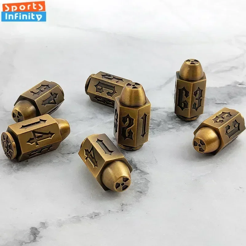 D6 Antique Copper Bullet Metal Dice DND Dice Set for COC TRPG RPG Cthulhu Table Board Game Polyhedral Number Kit 1pc game dice,dice set