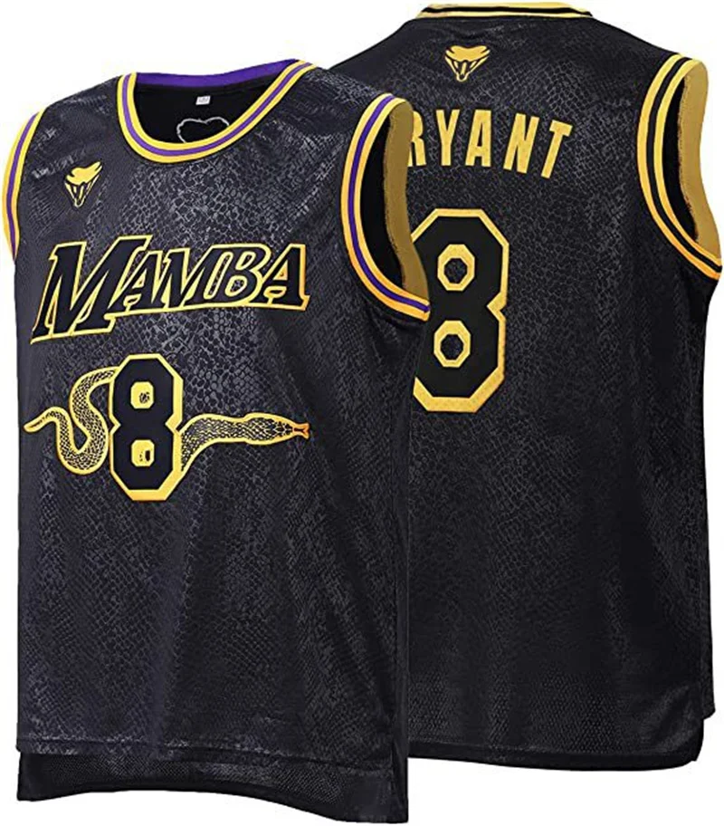 

Летняя мужская черная баскетбольная майка Mamba #8 #24, Спортивная дышащая рубашка, быстросохнущие топы, швейные баскетбольные майки