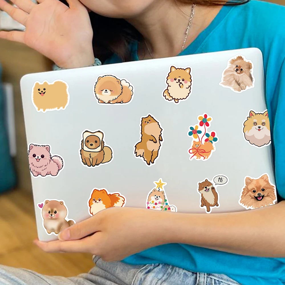 50 stücke niedliche Tiere Haustier Hunde Aufkleber pommerschen Abziehbilder für Laptop Wasser flasche Gepäck Notebook wasserdichte Vinyl Auto Aufkleber – Detail 5