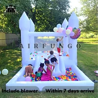 Kids 9x9x7ft Soft Play White Bounce House With Slide Ball Pit Party Customization Inflatable Mini Bouncy Castle With Blower 1