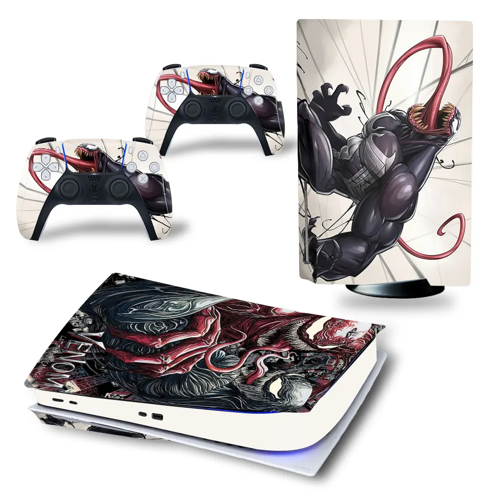 Marvel Venom PS5 Disc Edition Skin Sticker Cover Decal for PlayStation 5 Console and 2 Controllers PS5 Disc Skin Sticker Vinyl 