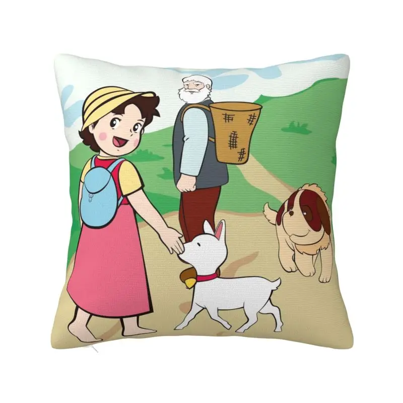 

Heidi And Grandfather Cushion Cover 40x40cm Cartoon Goat Alps Girl Anime Soft Modern Pillows Home Decor