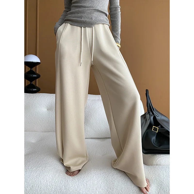 

Thin and smooth, casual and fashionable floor-length casual sports wide-leg pants 2024 early spring new style