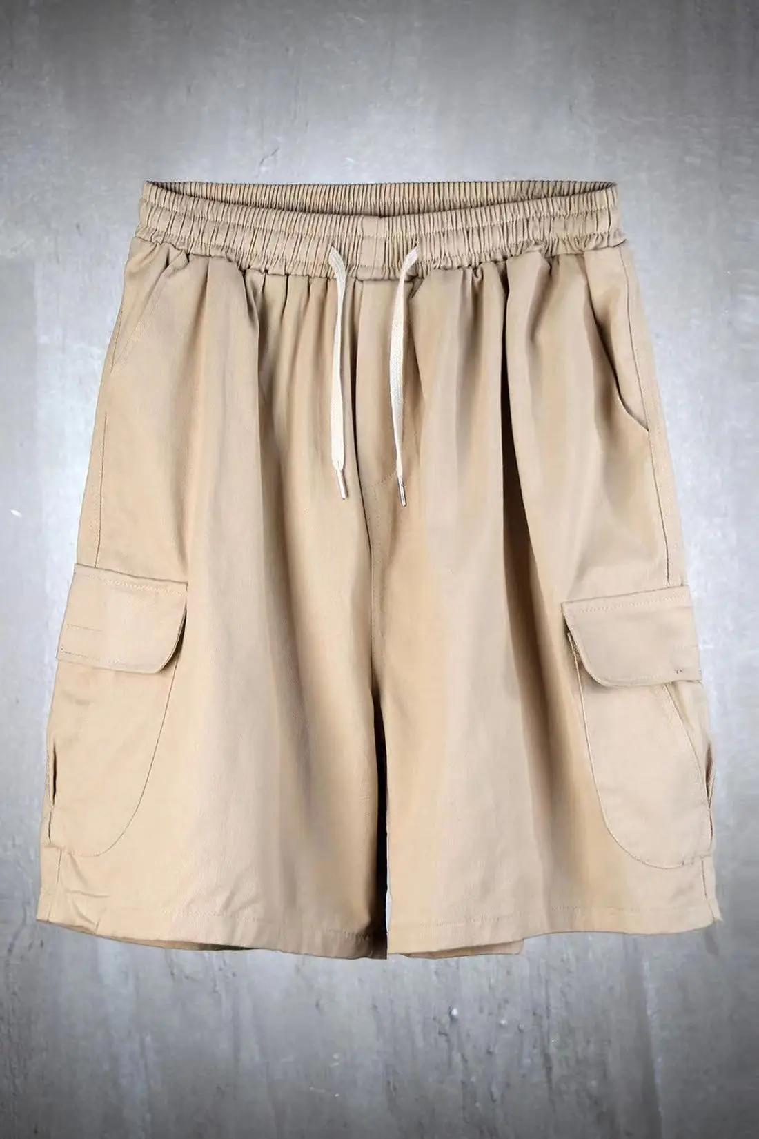 Solid color cargo shorts multi-pocket men's summer baggy straight size simple casual sports pants