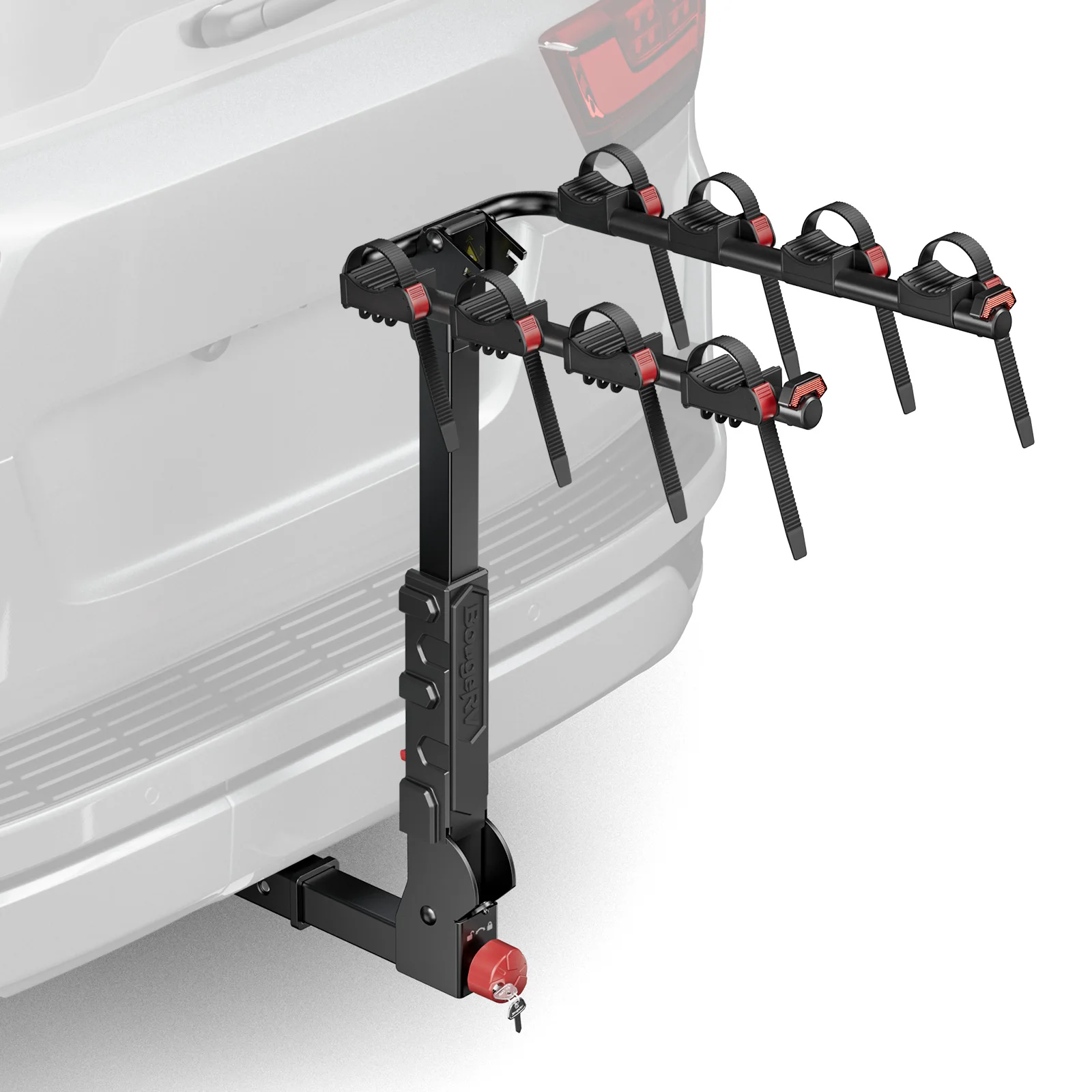Car Exterior Parts Bicycle Rack Locking 2-Inch Hitch Receiver for SUV Truck Bike Frame Foldable 4-Bike Carrier Easy Assembly