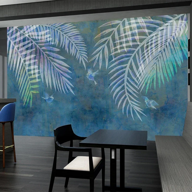 

Custom Photo Mural Non Woven Wallpaper For Bedroom Walls 3D Abstract Leaves Birds Living Room TV Background Papel De Parede