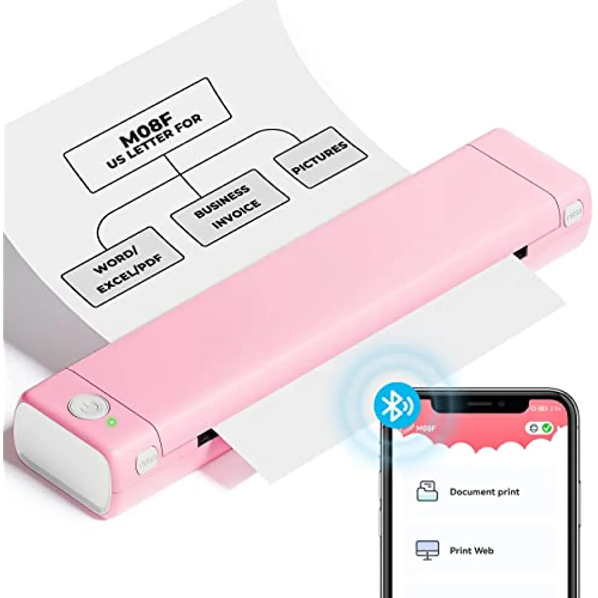 Imprimante portable sans fil pour voyage, M08F-Letter Bluetooth Imprimante  thermique prend en charge les lettres