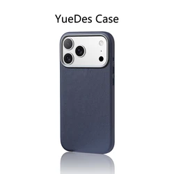 Luxury Diamond Textured Leather Case with Alloy Lens and Wireless Charging Compatibility - iPhone Air (ZSPU Blue)