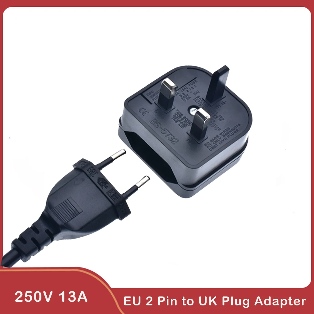 UK TO EU EURO EUROPE EUROPEAN TRAVEL ADAPTER POWER PLUG CONVERT 3 TO 2 PIN  WHITE