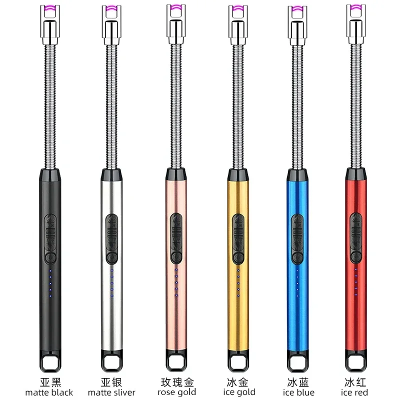 USB Electric Rechargeable Kitchen Lighter Stovetop Windproof LED Plasma Arc Flameless Candle Unusual Outdoor Lighter