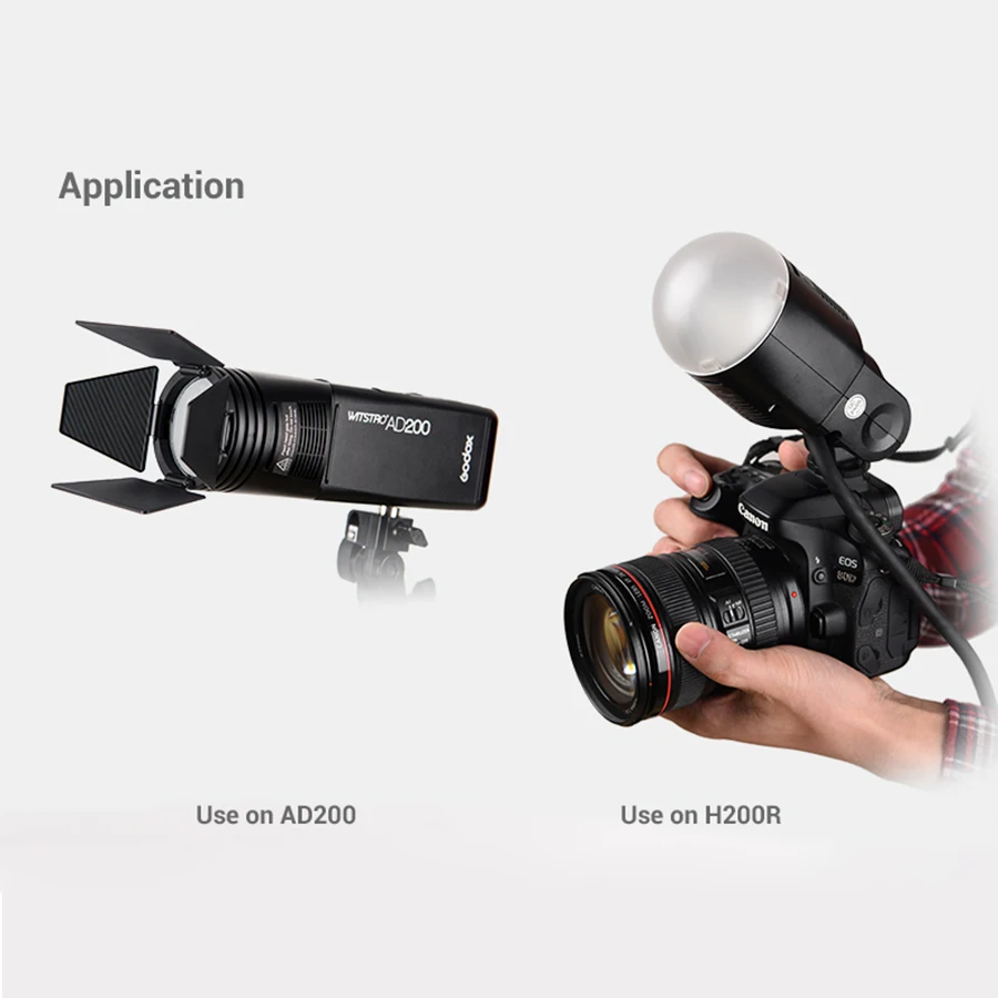 Godox AK-R1 Barn Door, Snoot, Color Filter, Reflector, Honeycomb, Diffuser Ball Kits For Godox AD200 H200R V1 Round Flash Head | PH