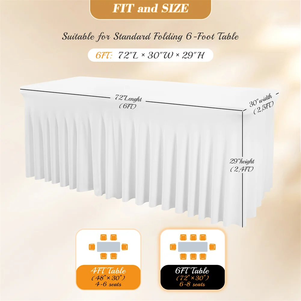 Table Skirt Table Cover Rectangular Fitted Tablecloth Wrinkle Free Cloth For Parties Banquets Vendor Event