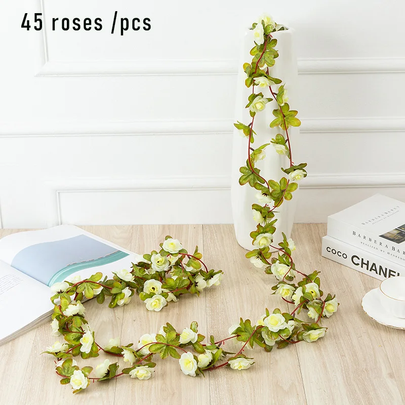 thumbnail image 1 of High Quality 1pcs Artificial Flowers Vine Rose DIY Wedding Decoration Fake Flower Home Room Decor Wall Hanging Garland Plants, 1 of 5